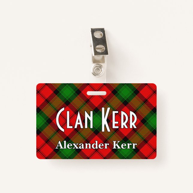 Tarjeta De Identificación Snappy Clan Kerr Tartan (Anverso con clip)