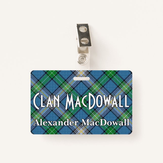 Tarjeta De Identificación Snappy Clan MacDowall Tartan (Anverso con clip)