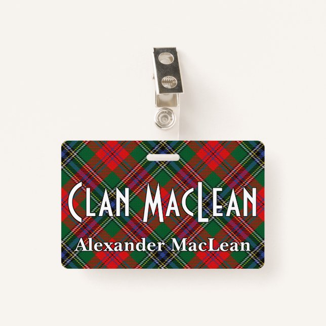 Tarjeta De Identificación Snappy Clan MacLean Red Tartan (Anverso con clip)