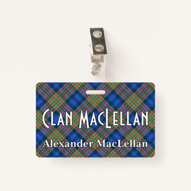 Tarjeta De Identificación Snappy Clan MacLellan Tartan (Anverso con clip)