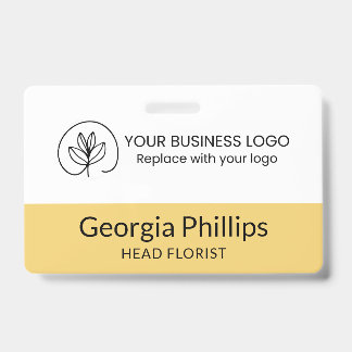 Tarjeta De Identificación Soft Yellow & White With Your Business Logo