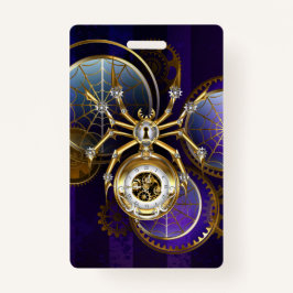 Tarjeta De Identificación Spider Steampunk sobre fondo morado