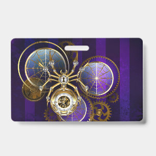 Tarjeta De Identificación Spider Steampunk sobre fondo morado