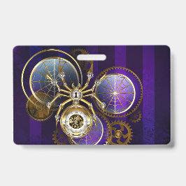 Tarjeta De Identificación Spider Steampunk sobre fondo morado