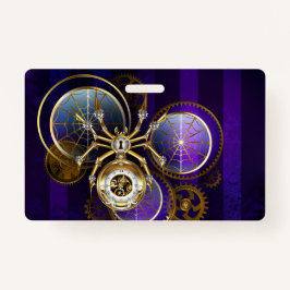 Tarjeta De Identificación Spider Steampunk sobre fondo morado