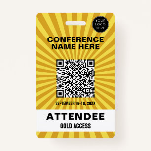 Tarjeta De Identificación Starburst Yellow Conference Event Badge