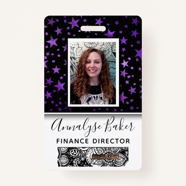 Tarjeta De Identificación Stars Marble Professional CNA Nurs Foto Nombre (Anverso)