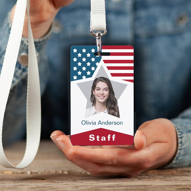 Tarjeta De Identificación Stars Stripes Red White Blue Staff Photo (Subido por el creador)