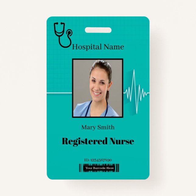 Tarjeta De Identificación Stethoscope Cardio Heartbeat Medical Photo ID (Anverso)