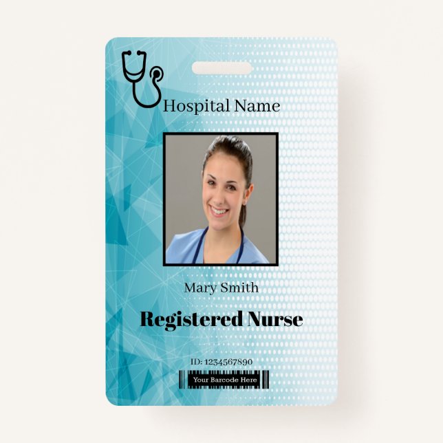 Tarjeta De Identificación Stethoscope Geométrico Vertical Photo ID (Anverso)