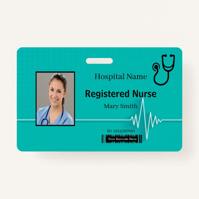 Tarjeta De Identificación Stethoscope Heartbeat Medical Photo ID (Anverso)