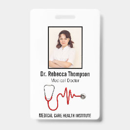 Tarjeta De Identificación Stethoscope Línea ECG médica Wave EKG | ID de la f