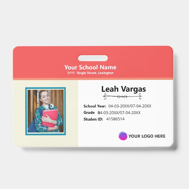 Tarjeta De Identificación Student School Badge - Modern Identification card (Parte frontal)