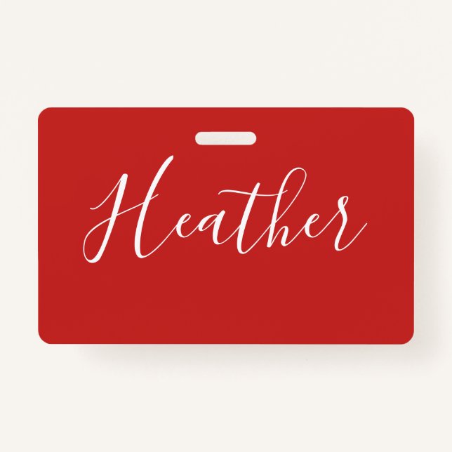 Tarjeta De Identificación Su guión blanco Personalizado en rojo (Anverso)