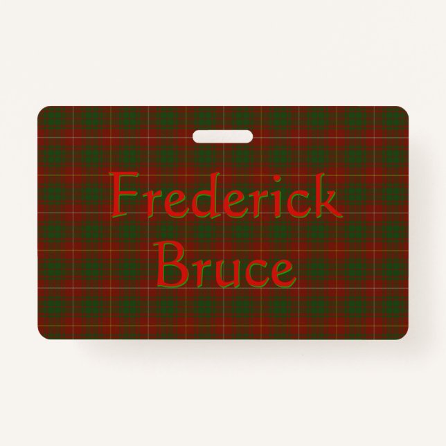 Tarjeta De Identificación Su nombre en Bruce Clan tartan (Anverso)