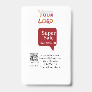 Tarjeta De Identificación super oferta negocio descuento escanea código QR d