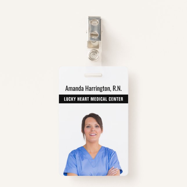 Tarjeta De Identificación SUS insignias de TEXTO y FOTO (Anverso con clip)