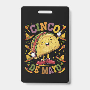 Tarjeta De Identificación Taco Bailarín Divertido Fiesta Cinco De Mayo