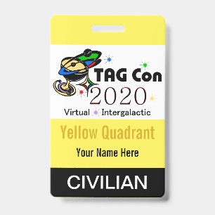 Tarjeta De Identificación TAG Con 2020 - Cuadrante Amarillo - Insignia Civil