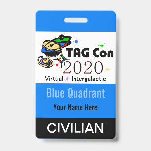 Tarjeta De Identificación TAG Con 2020 - Cuadrante Azul - Insignia Civil