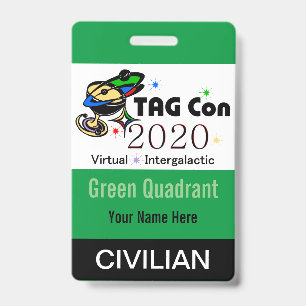 Tarjeta De Identificación TAG Con 2020 - Cuadrante Verde - Insignia Civil