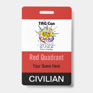 Tarjeta De Identificación TAG Con 2022 - Cuadrante Rojo - Insignia Civil