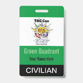 Tarjeta De Identificación TAG Con 2022 - Cuadrante Verde - Insignia Civil