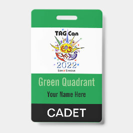 Tarjeta De Identificación TAG Con 2022 - Cuadrante Verde - Insignia de Cadet