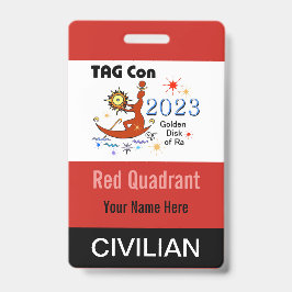 Tarjeta De Identificación TAG Con 2023 - Cuadrante Rojo - Insignia Civil