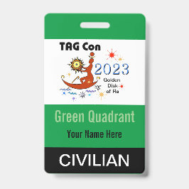 Tarjeta De Identificación TAG Con 2023 - Cuadrante Verde - Insignia Civil