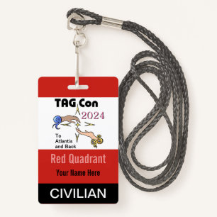 Tarjeta De Identificación TAG Con 2024 - Cuadrante Rojo - Insignia Civil
