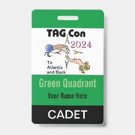 Tarjeta De Identificación TAG Con 2024 - Cuadrante Verde - Insignia de Cadet