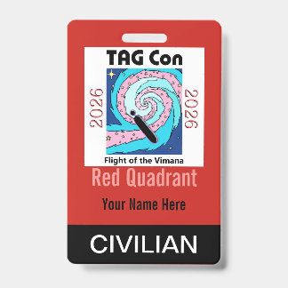 Tarjeta De Identificación TAG Con 2026 - Cuadrante Rojo - Insignia Civil