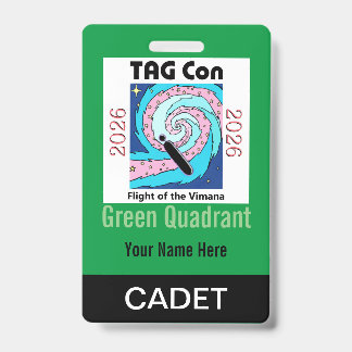 Tarjeta De Identificación TAG Con 2026 - Green Quadrant - Cadet Badge