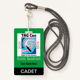 Tarjeta De Identificación TAG Con 2026 - Green Quadrant - Cadet Badge