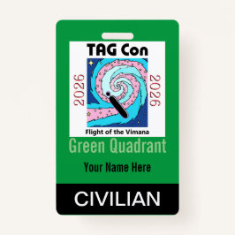 Tarjeta De Identificación TAG Con 2026 - Green Quadrant - Civilian Badge