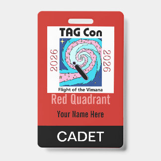 Tarjeta De Identificación TAG Con 2026 - Red Quadrant - Cadet Badge