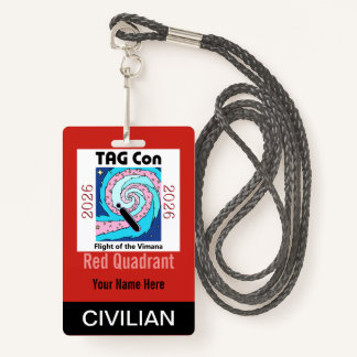 Tarjeta De Identificación TAG Con 2026 - Red Quadrant - Civilian Badge