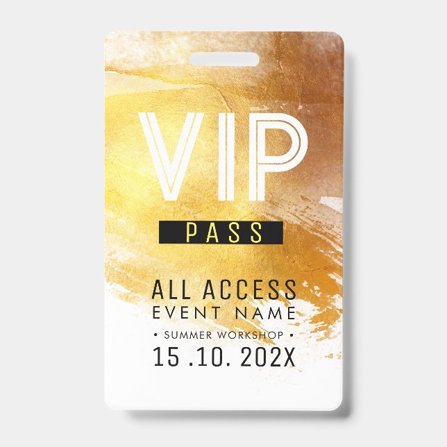 Tarjeta De Identificación Taller de eventos exclusivos de acceso VIP (Anverso)