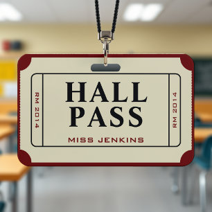 Tarjeta De Identificación Talón de entrada retro para la escuela del profeso