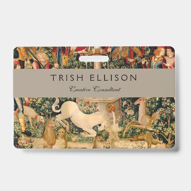 Tarjeta De Identificación Tapices de unicornio encontradas míticas (Parte frontal)