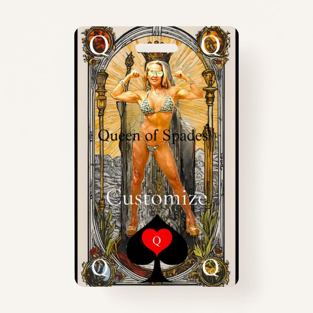 Tarjeta De Identificación Tarot Card Queen of Spades Thunder_Cove (Anverso)