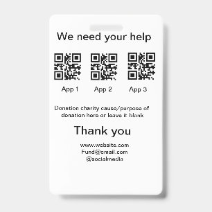 Tarjeta De Identificación tarro de propinas para la recogida de donaciones a