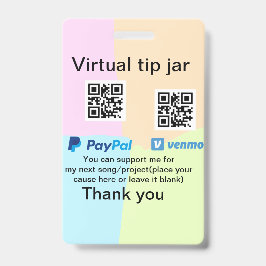 Tarjeta De Identificación tarro de propinas virtual código q r donación de d
