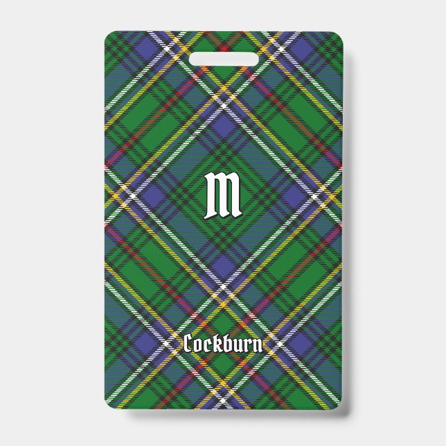 Tarjeta De Identificación Tartan del clan Cockburn (Parte frontal)