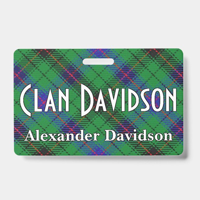 Tarjeta De Identificación Tartan del clan Davidson Snappy (Parte frontal)