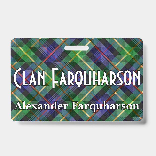 Tarjeta De Identificación Tartan del clan Farquharson Snappy (Parte frontal)