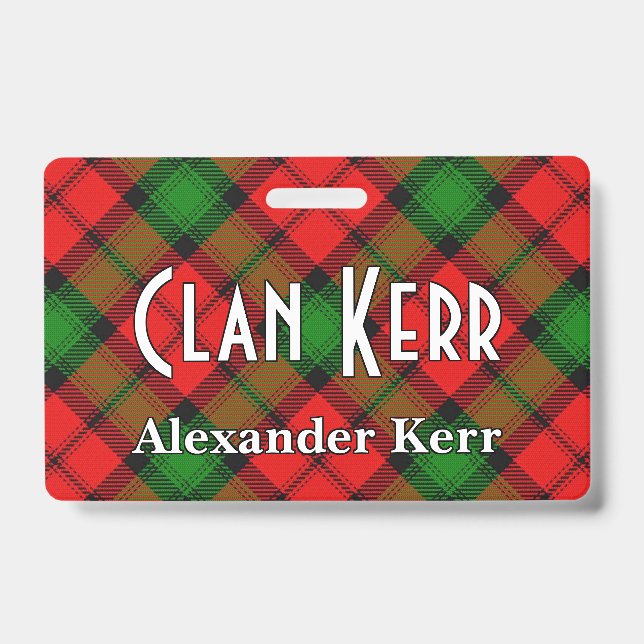Tarjeta De Identificación Tartan del Clan Kerr Snappy (Parte frontal)
