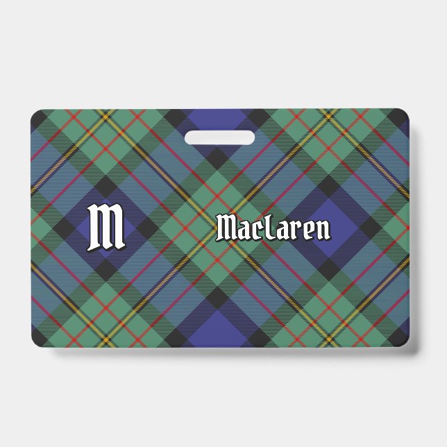 Tarjeta De Identificación Tartan del Clan MacLaren (Parte frontal)
