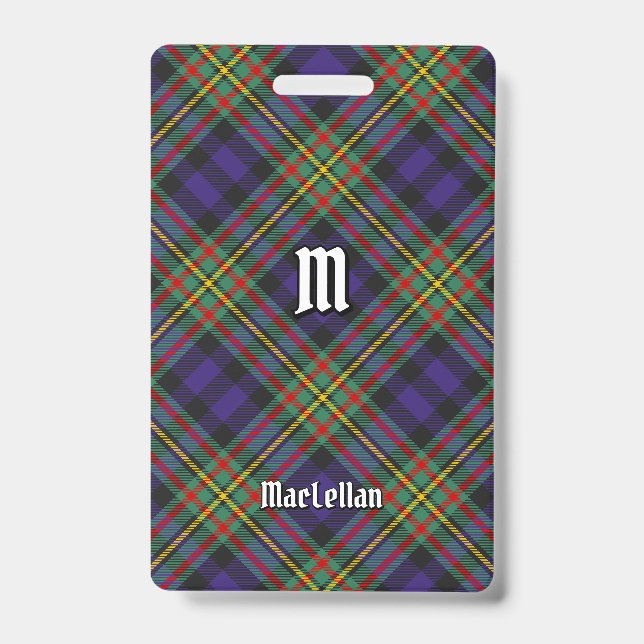 Tarjeta De Identificación Tartan del clan MacLellan (Parte frontal)